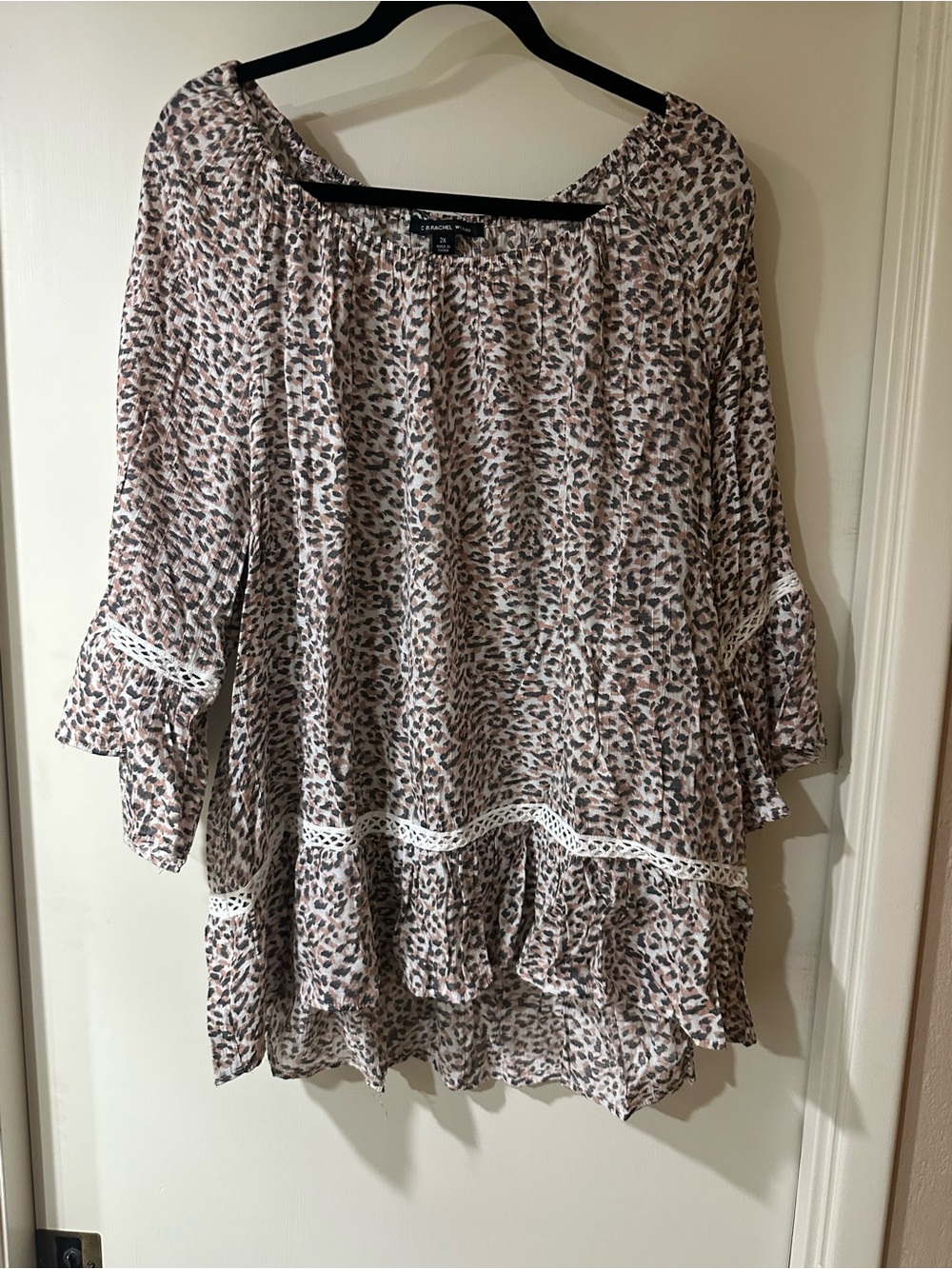 Zac & Rachel Rose Taupe Leopard Print Top (skirt sold separately)